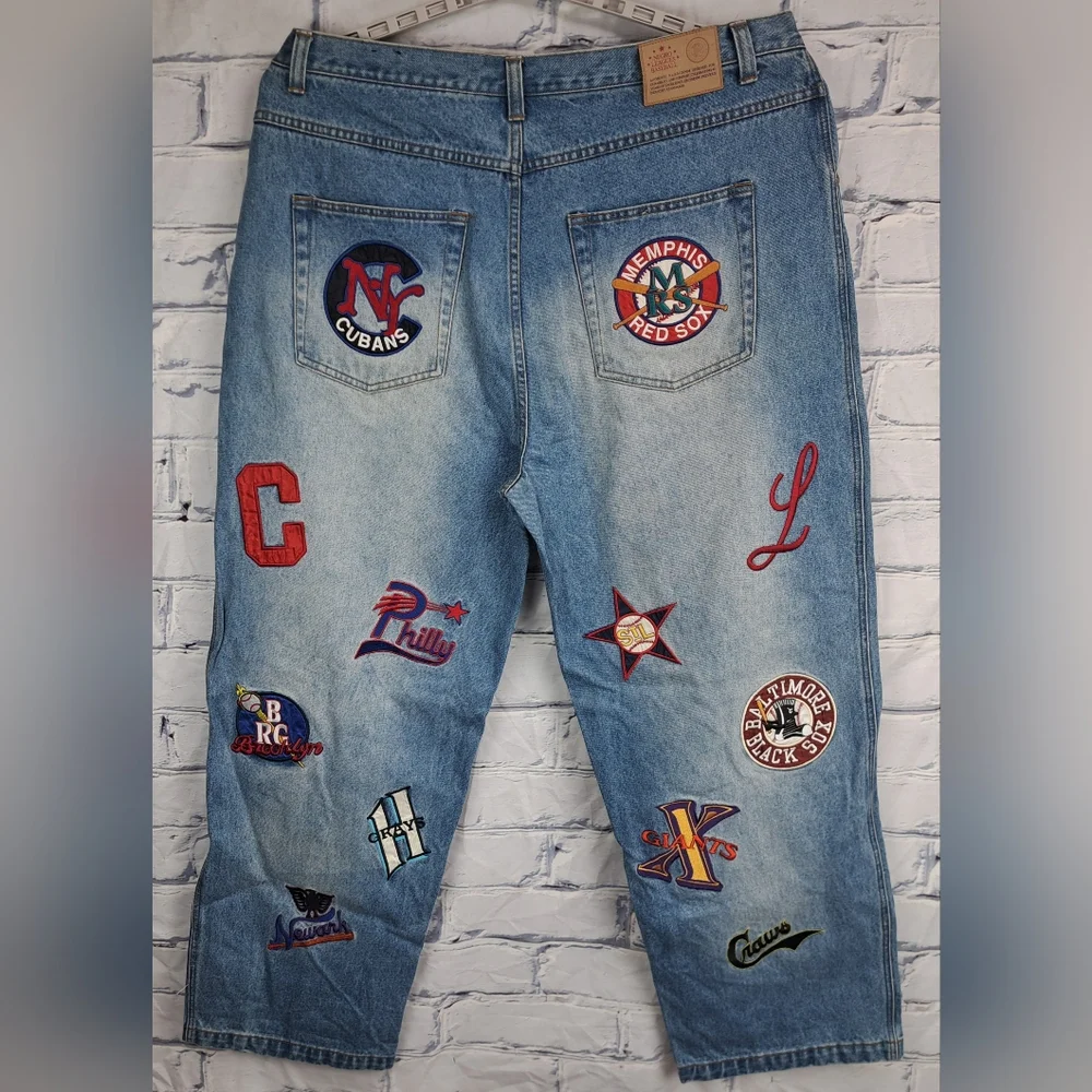 Headgear Negro League Baseball Men's Jeans Team Patches Straight 44 Actual 42x33 - Picture 2 of 15